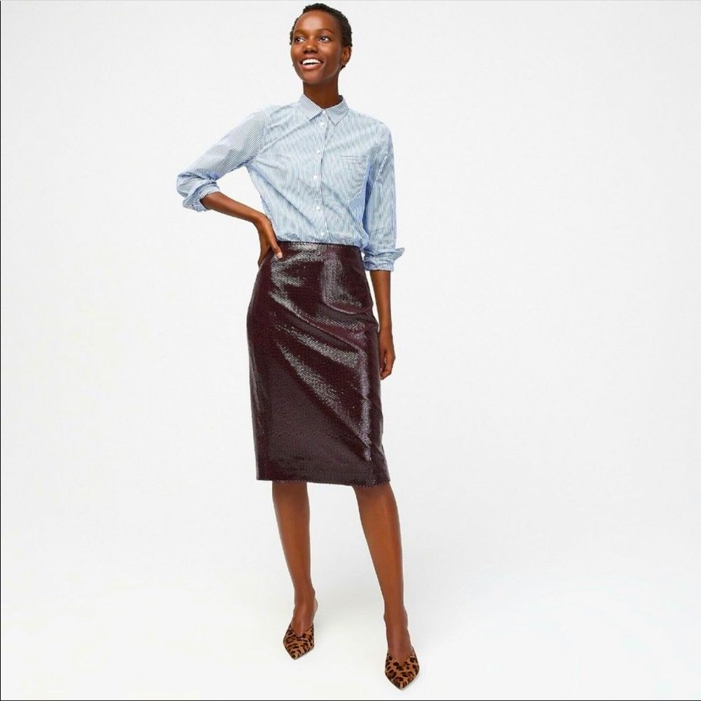 J. Crew Collection Brown Sequin Pencil Skirt